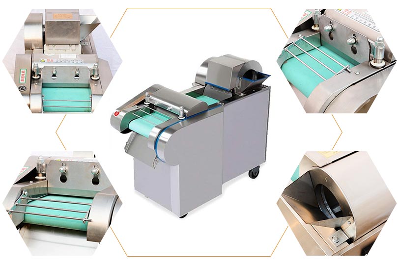 Green vegetable cutting slicing machine details