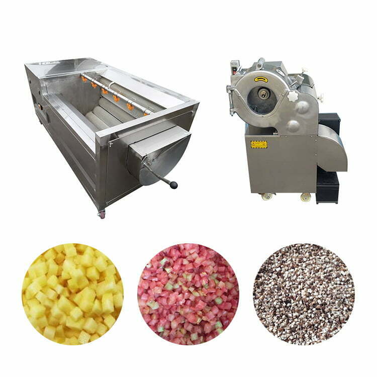 Potato peeling and dicing machine