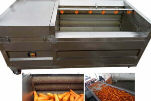 Commercial brush carrot washing machine