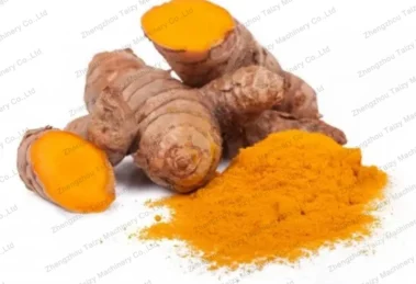 Broyage de poudre de curcuma