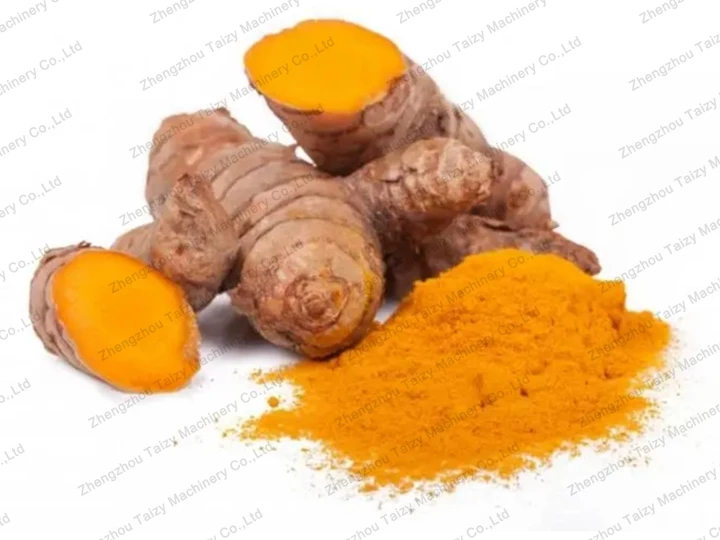 Broyage de poudre de curcuma